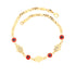 Introducing the Red Evil Eye Hamsa Hand Charm Anklet, crafted with 14k gold-filled mariner links. This anklet features alternating hamsa hand charms and striking red-eye symbols, offering spiritual protection. The intricate design is secured with a lobster clasp closure and exudes plenty of symbolism in its shiny, polished finish.